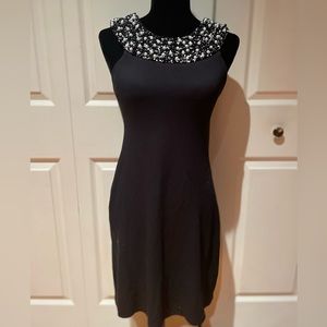 Bailey 44 Little Black Dress with Bead Design Neckline